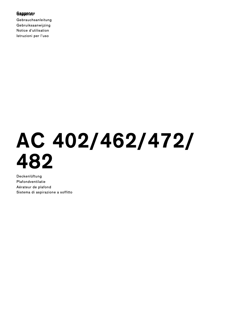Página 1 del manual Manual de usuario Gaggenau AC482181