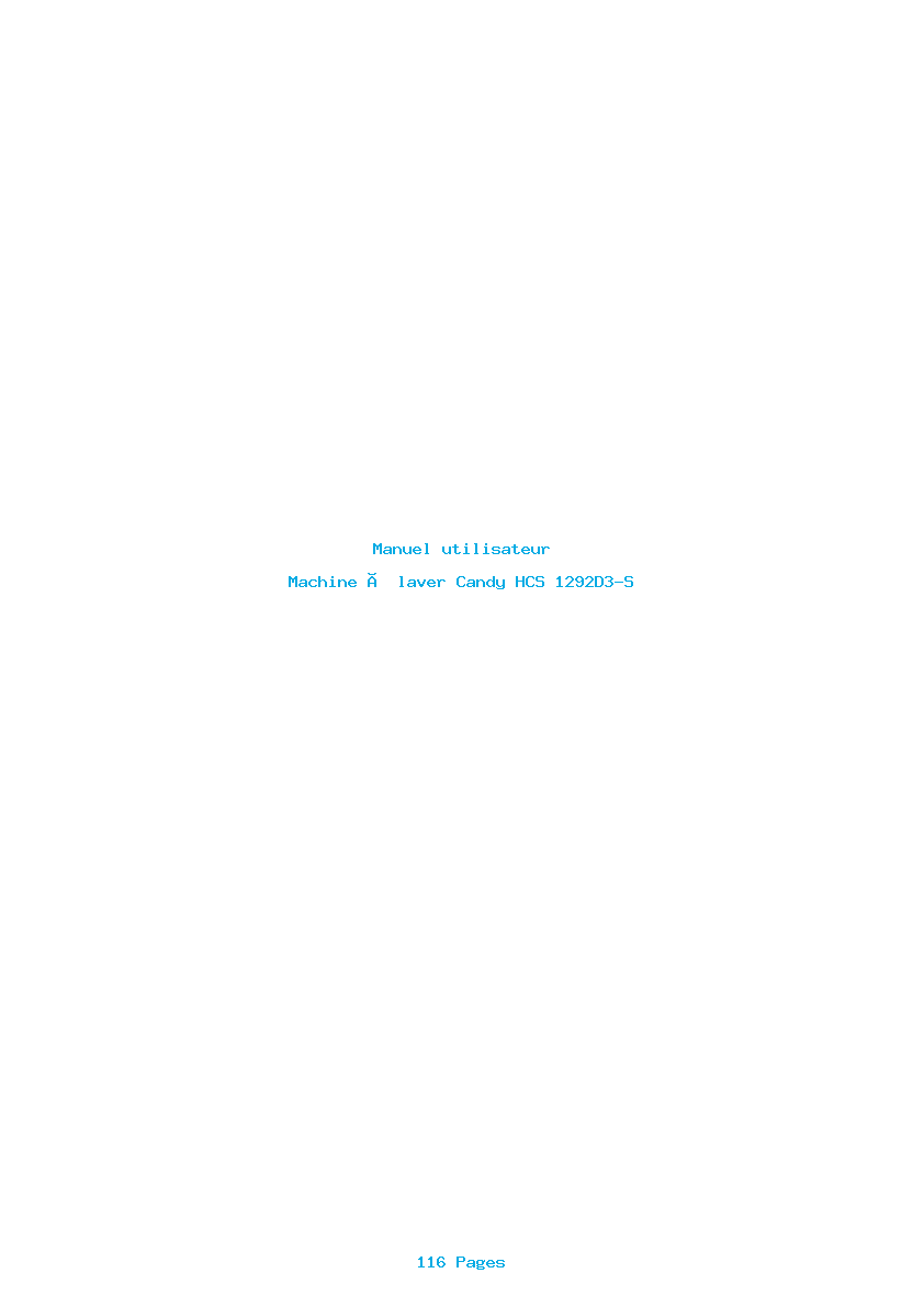 Page 1 de la notice Manuel utilisateur Candy HCS 1292D3-S