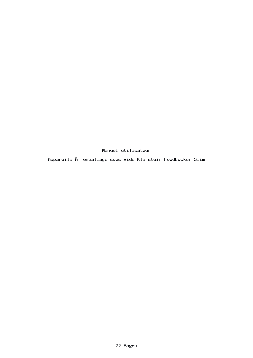 Page 1 de la notice Manuel utilisateur Klarstein FoodLocker Slim