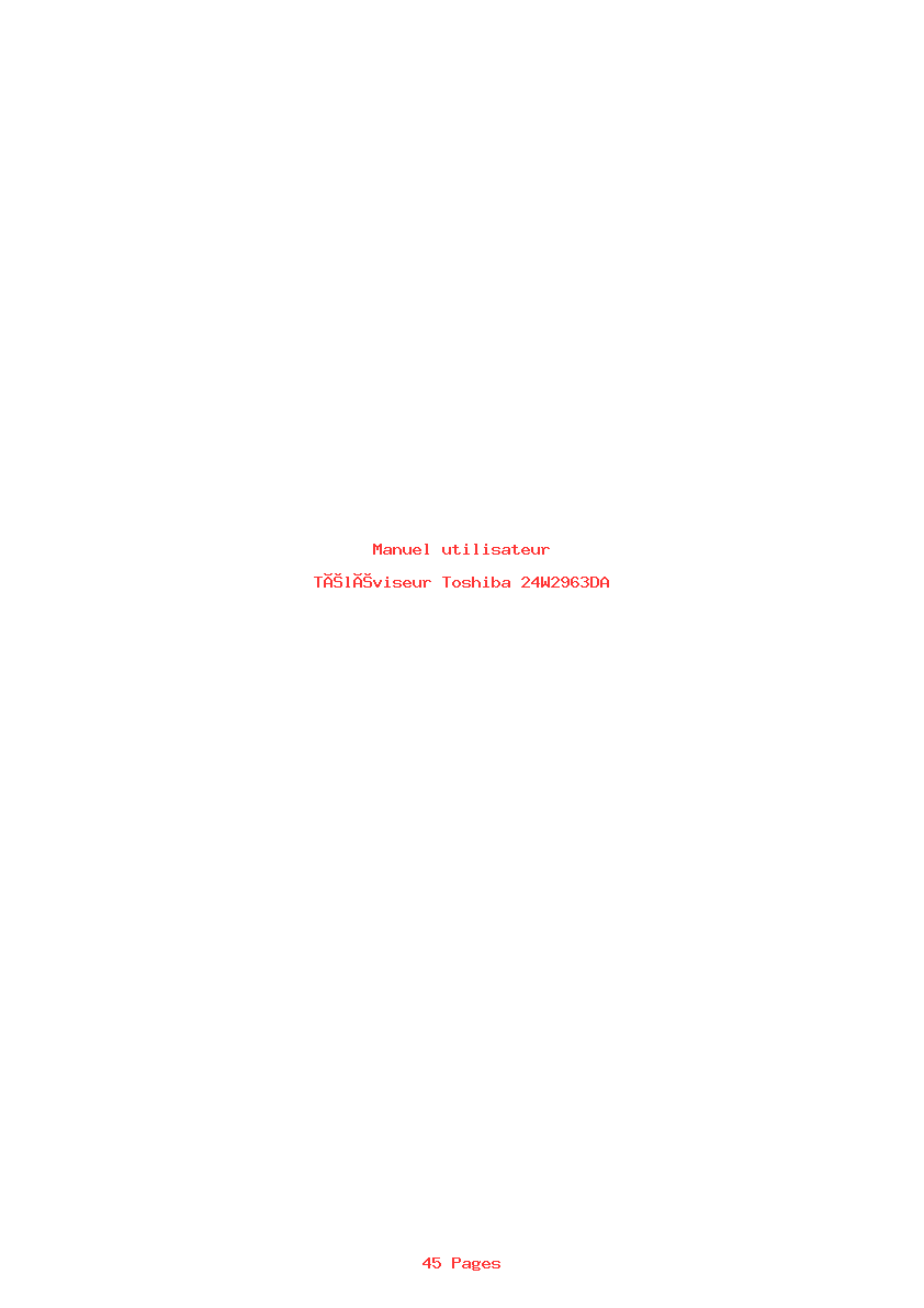 Page 1 de la notice Manuel utilisateur Toshiba 24W2963DA