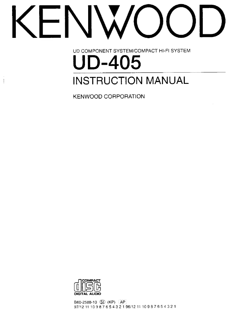 Page 1 de la notice Manuel utilisateur Kenwood UD-405