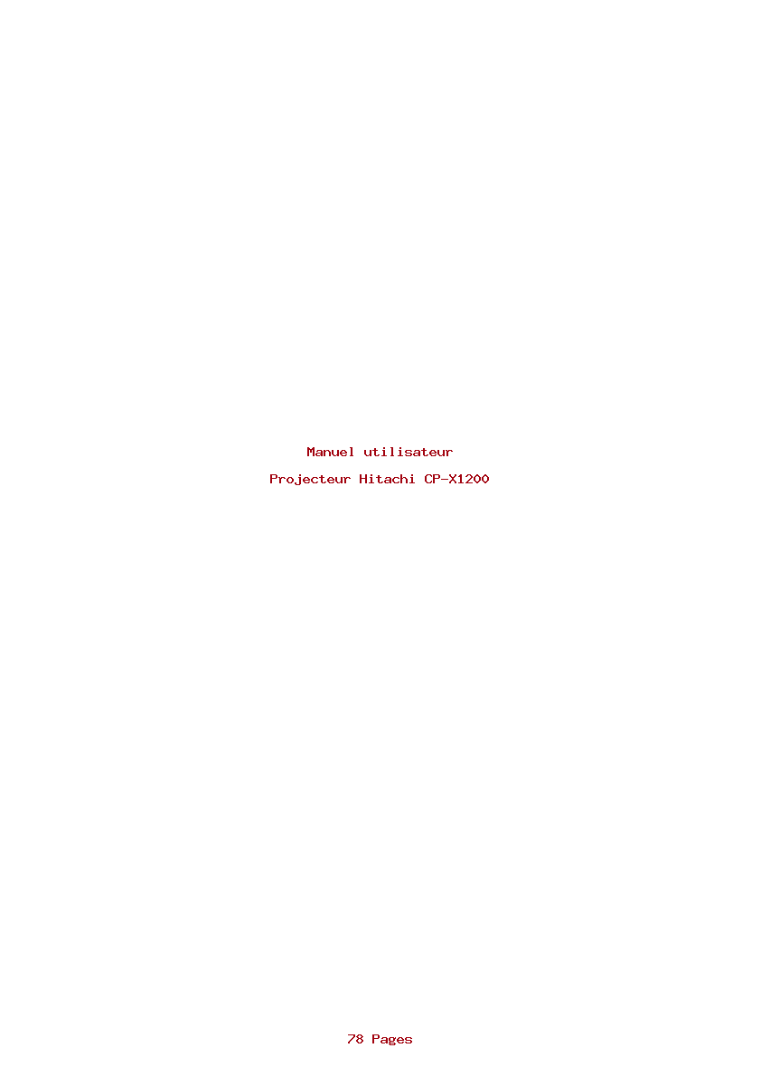 Page 1 de la notice Manuel utilisateur Hitachi CP-X1200