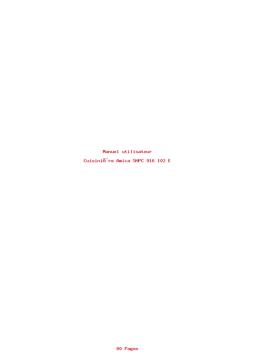 Page 1 de la notice Manuel utilisateur Amica SHPC 916 102 E