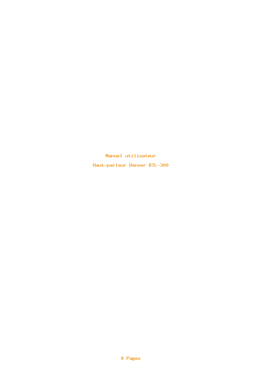 Page 1 de la notice Manuel utilisateur Denver BTL-300
