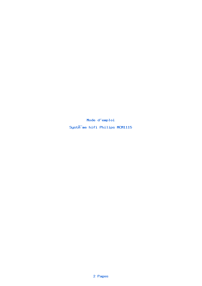 Page 1 de la notice Mode d'emploi Philips MCM1115