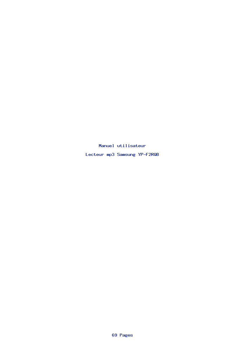 Page 1 de la notice Manuel utilisateur Samsung YP-F2RQB