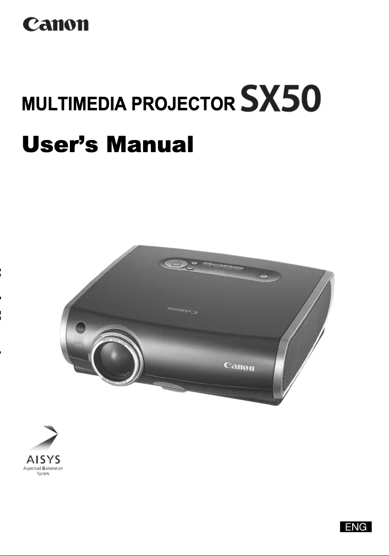 Page 1 of the manual User Manual Canon REALiS SX50