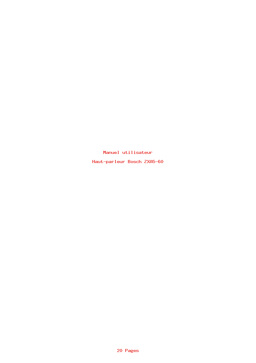 Page 1 de la notice Manuel utilisateur Bosch ZXA5-60