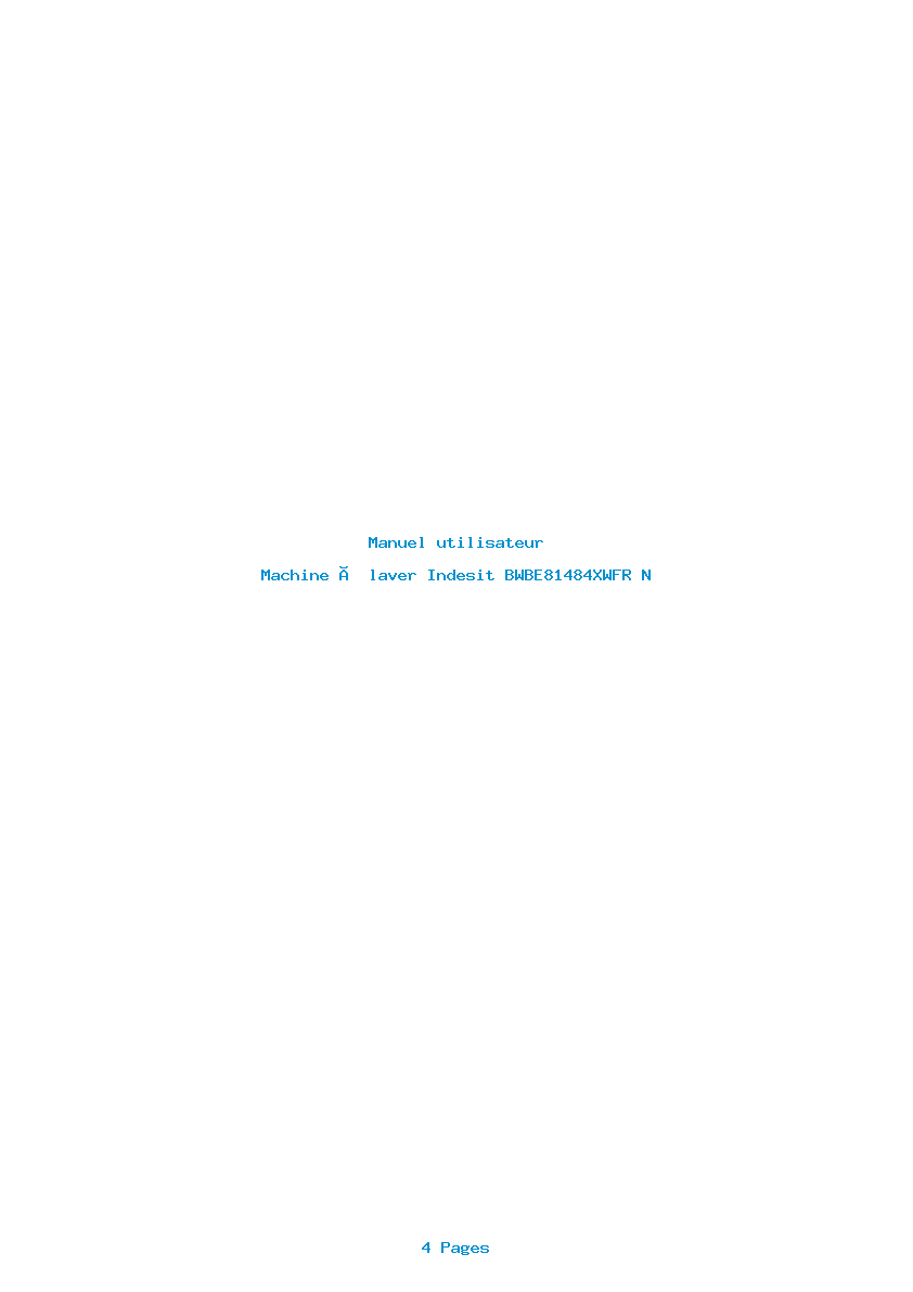 Page 1 de la notice Manuel utilisateur Indesit BWBE81484XWFR N