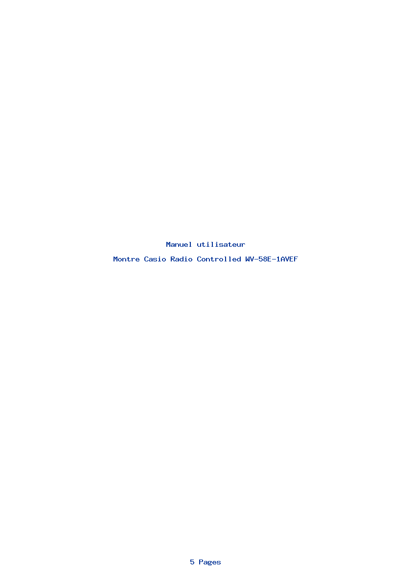 Page 1 de la notice Manuel utilisateur Casio Radio Controlled WV-58E-1AVEF