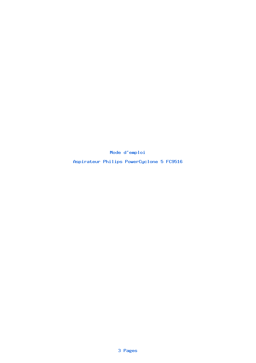 Page 1 de la notice Mode d'emploi Philips PowerCyclone 5 FC9516