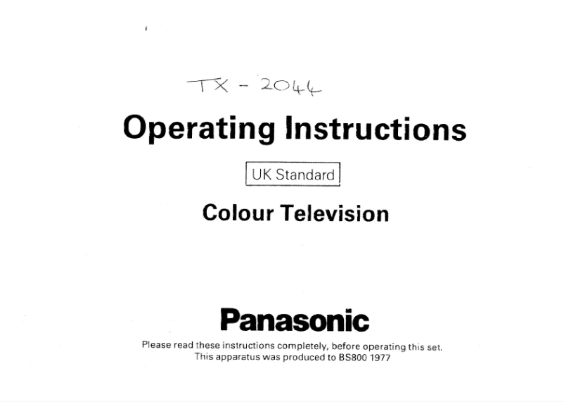 Page 1 de la notice Manuel utilisateur Panasonic TX-2044
