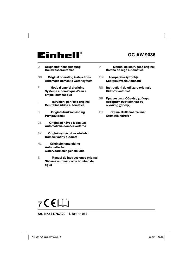 Página 1 del manual Manual de instrucciones Einhell GC-AW 9036