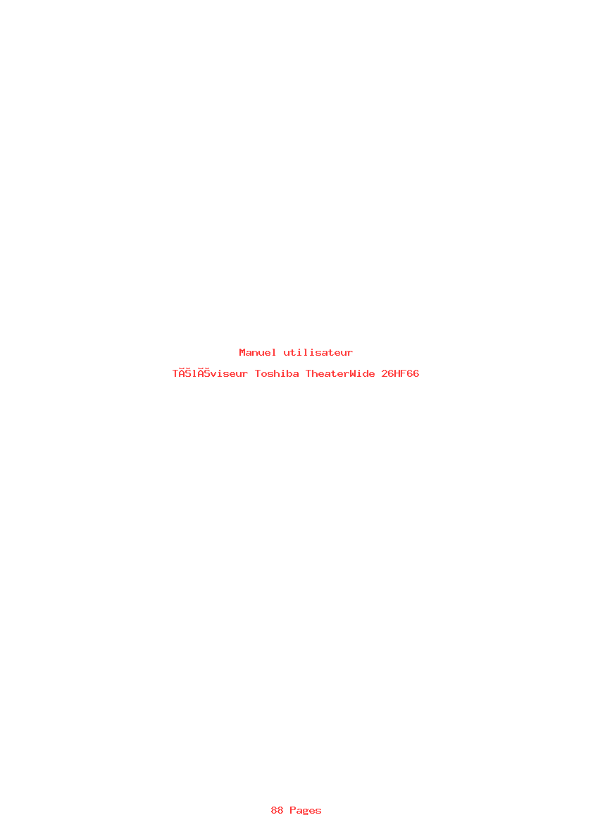 Page 1 de la notice Manuel utilisateur Toshiba TheaterWide 26HF66