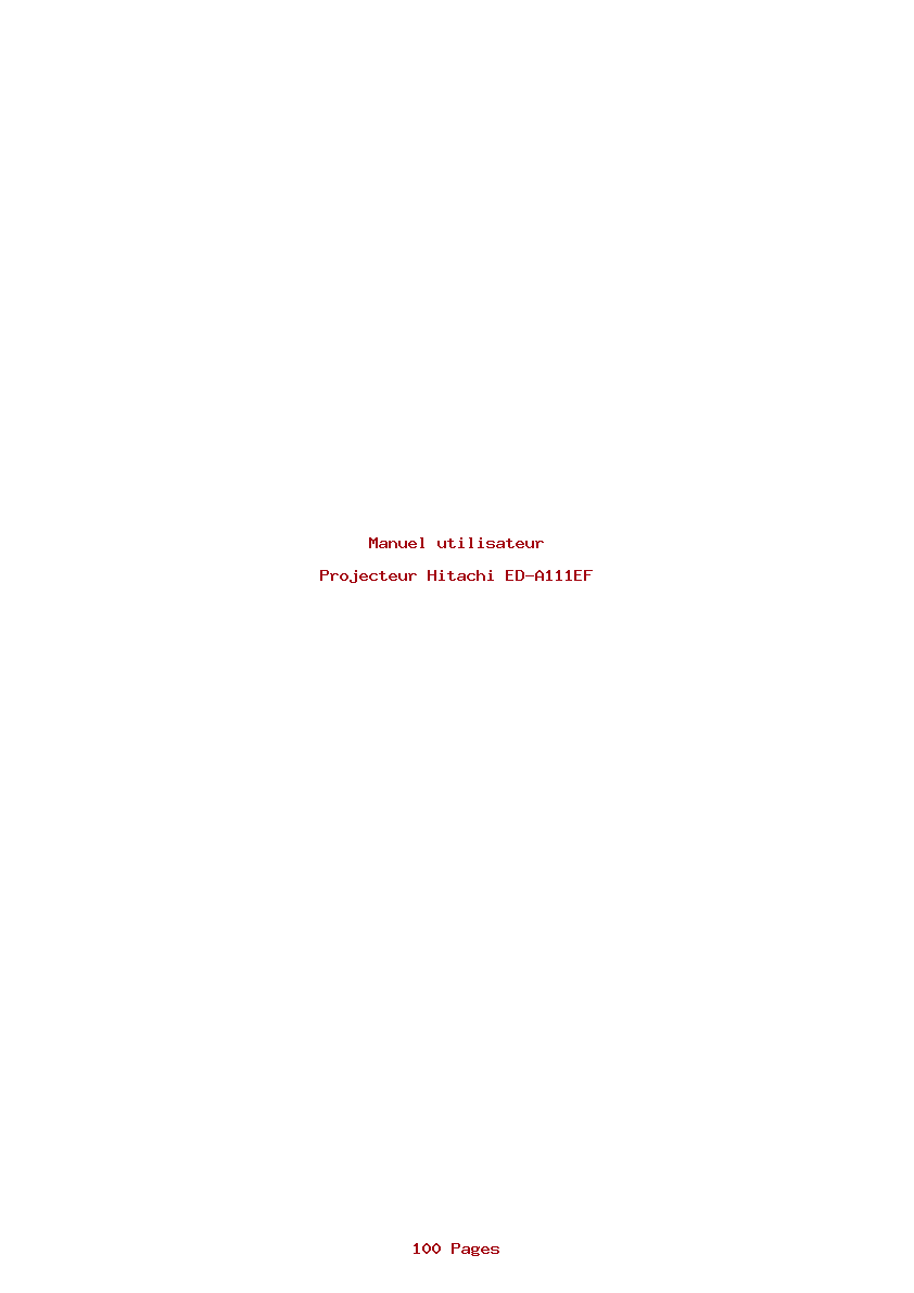 Page 1 de la notice Manuel utilisateur Hitachi ED-A111EF