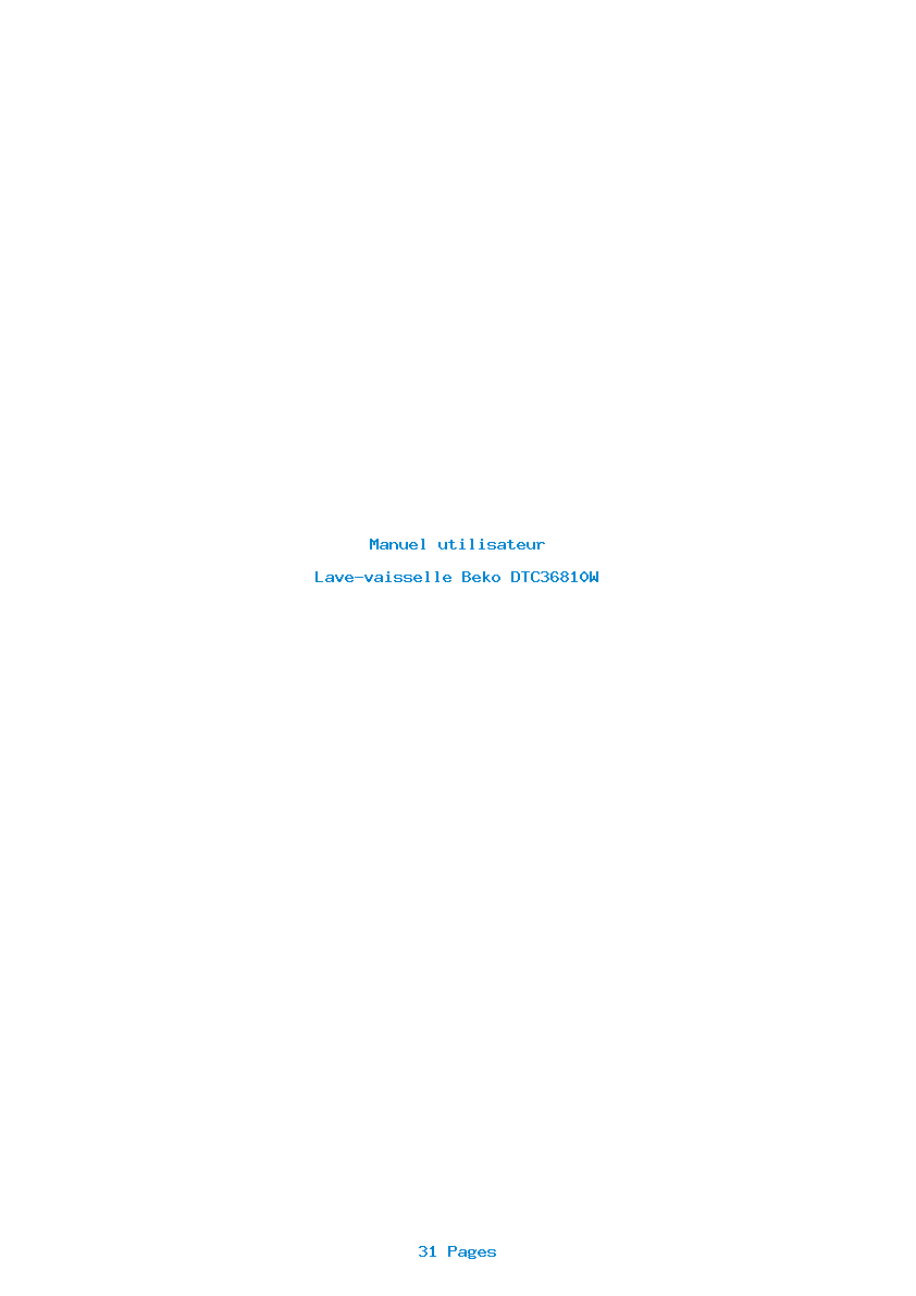Page 1 de la notice Manuel utilisateur Beko DTC36810W
