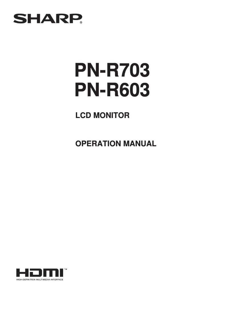 Page 1 de la notice Manuel utilisateur Sharp PN-R703