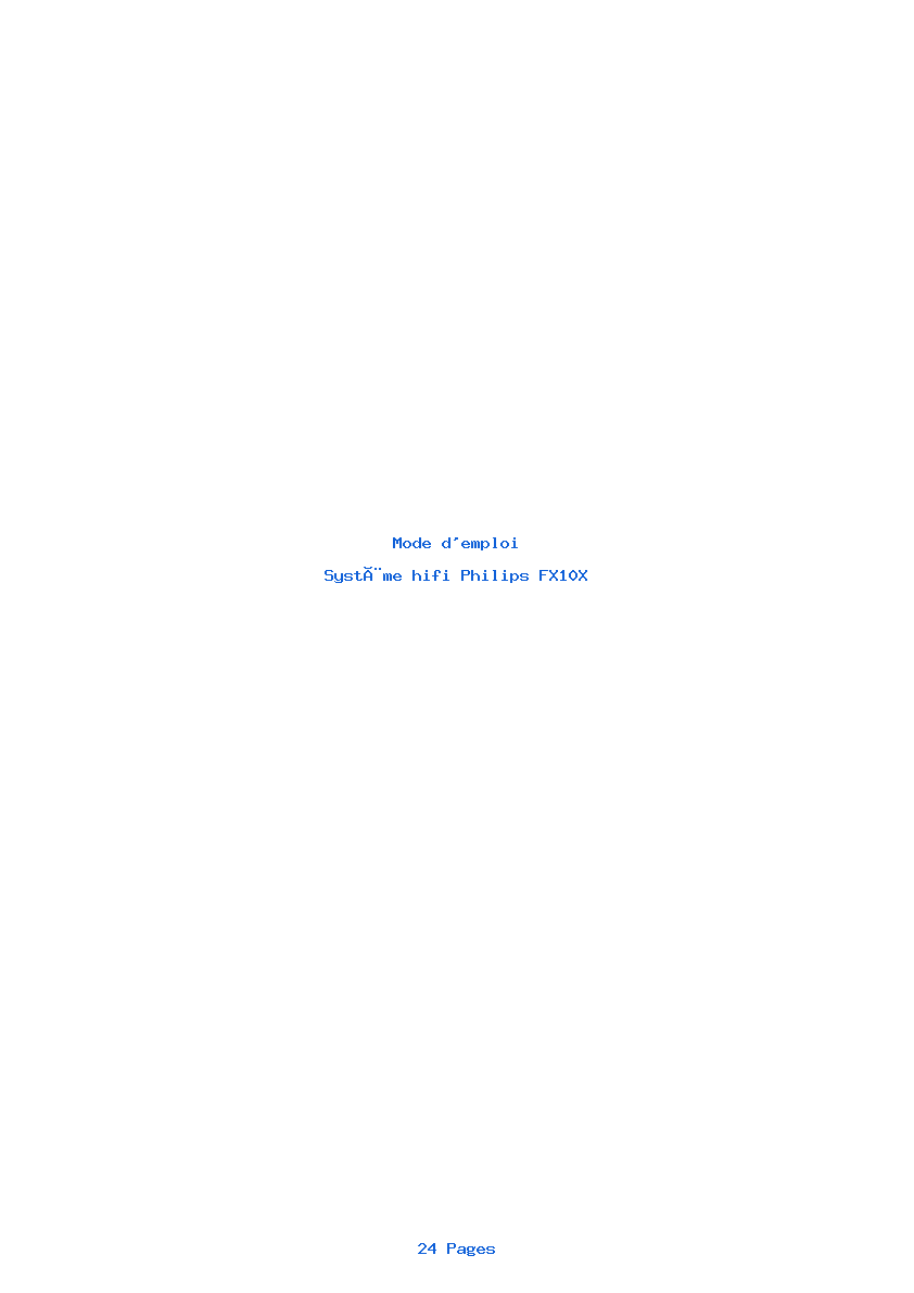 Page 1 de la notice Mode d'emploi Philips FX10X