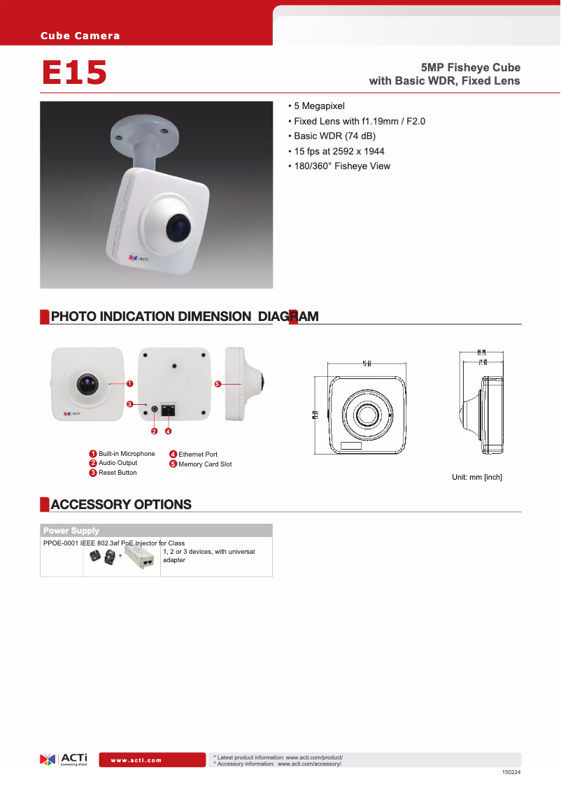 Page 1 de la notice Brochure ACTi E15