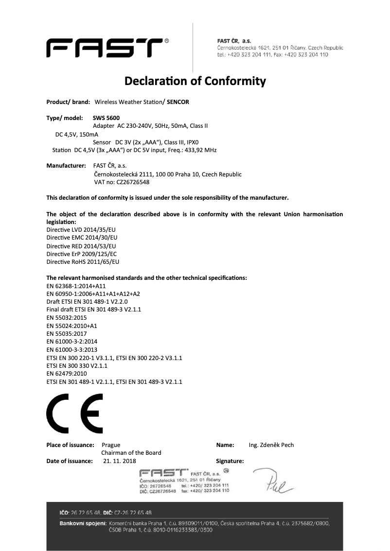 Page 1 de la notice Manuel utilisateur Sencor SWS 5600