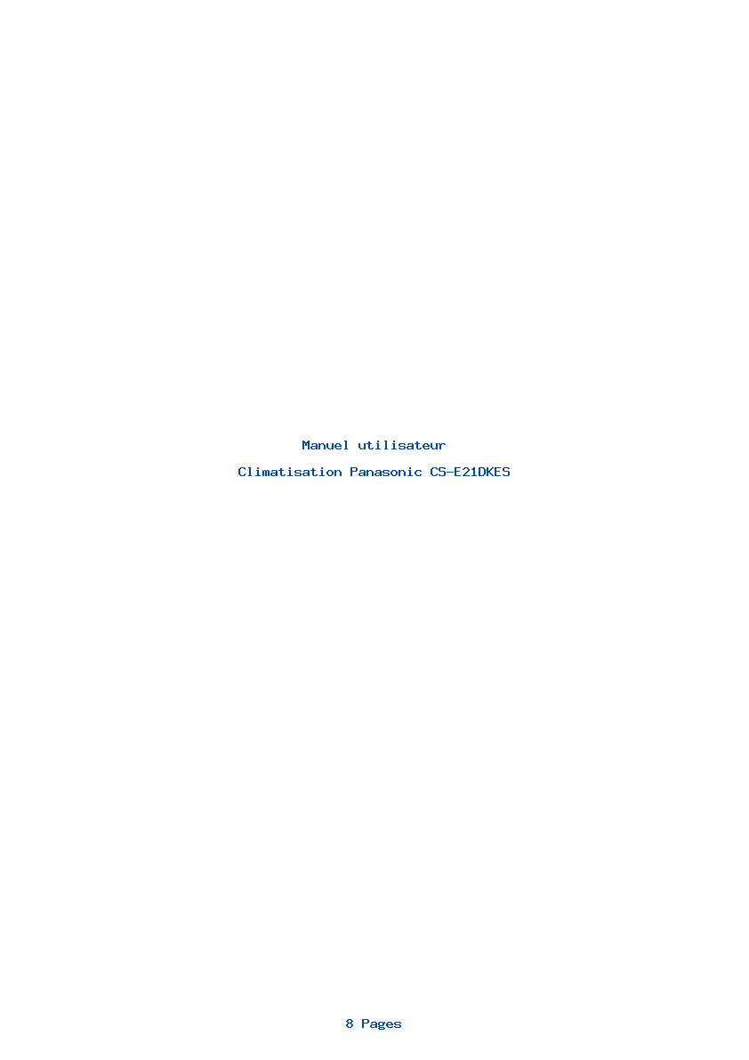 Page 1 de la notice Manuel utilisateur Panasonic CS-E21DKES