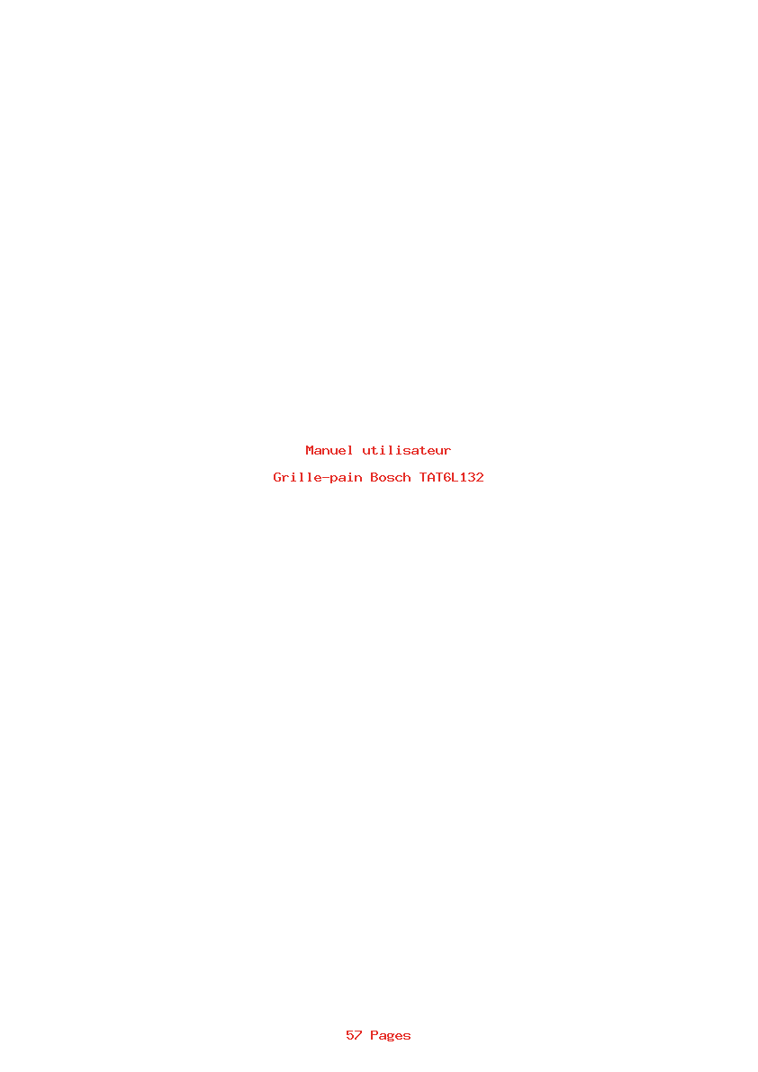 Page 1 de la notice Manuel utilisateur Bosch TAT6L132