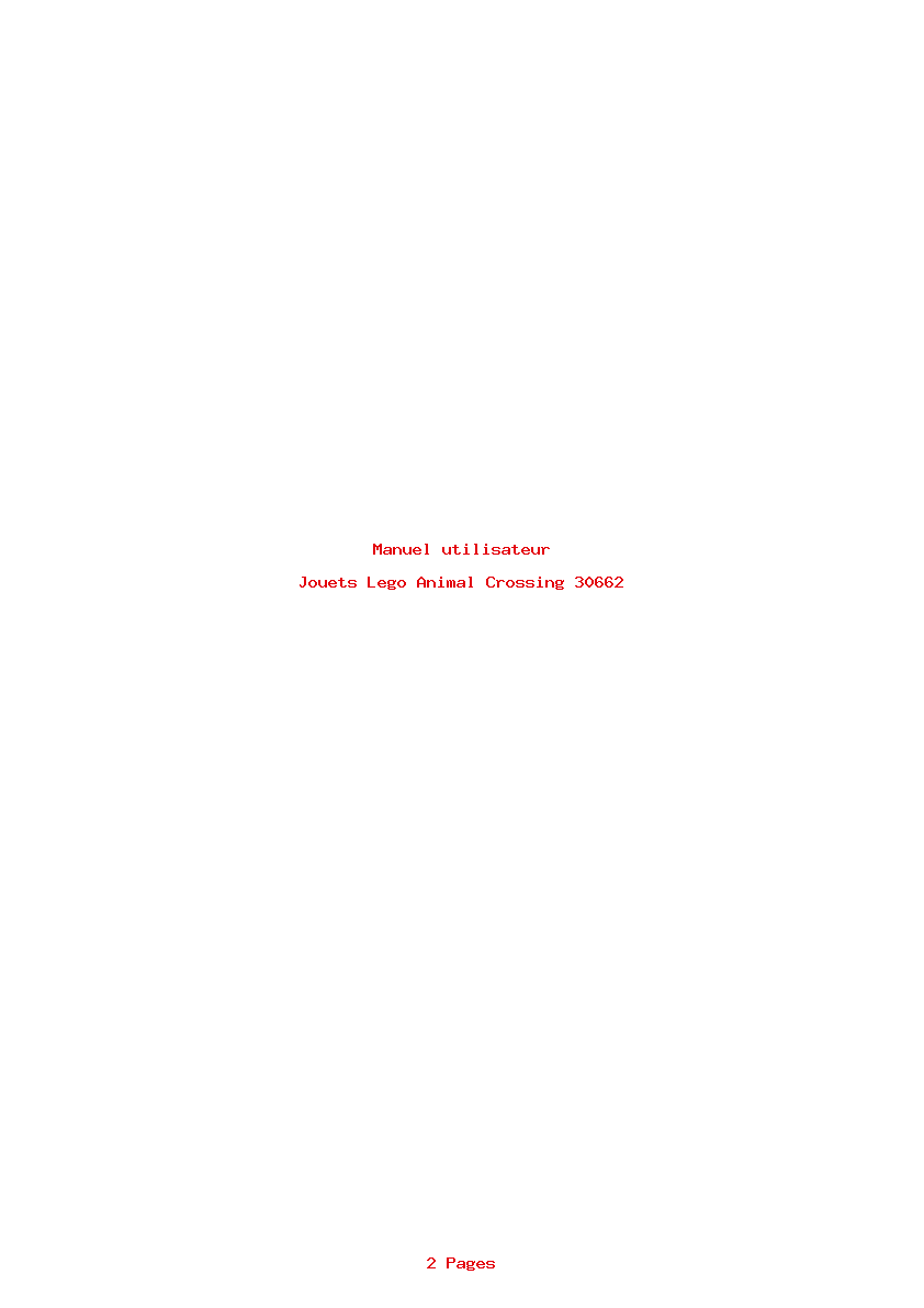 Page 1 de la notice Manuel utilisateur Lego Animal Crossing 30662