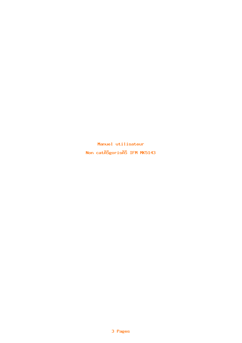 Page 1 de la notice Manuel utilisateur IFM MK5143