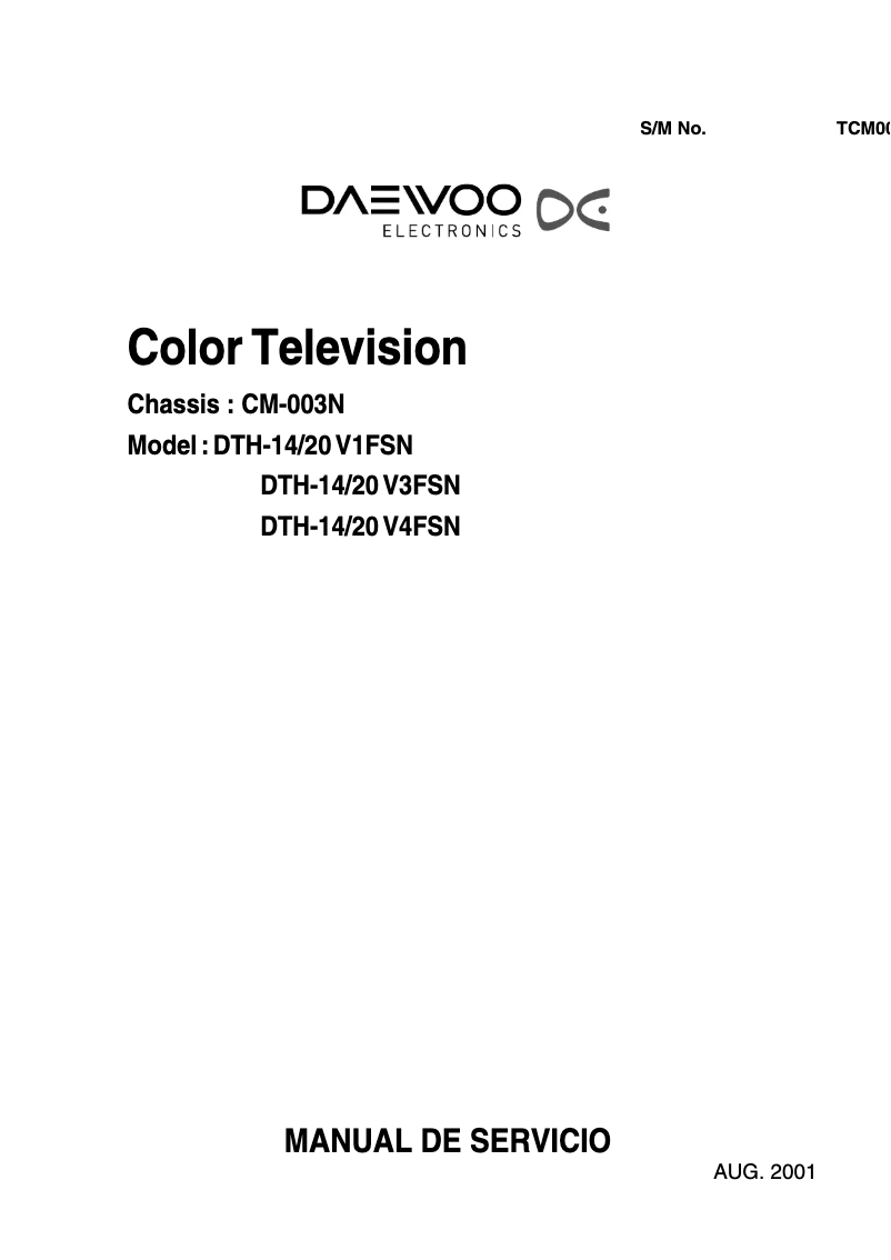 Page 1 de la notice Manuel utilisateur Daewoo DTH-14 V4FSN