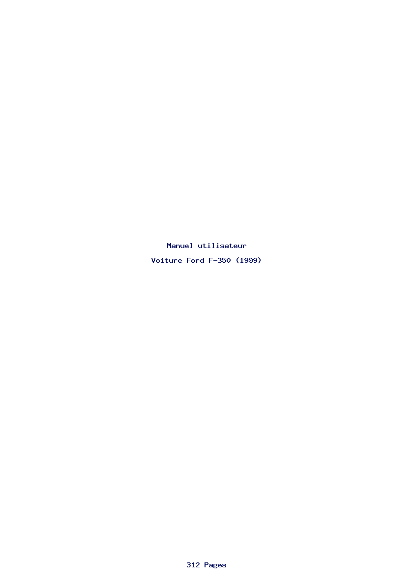 Page 1 de la notice Manuel utilisateur Ford F-350 (1999)