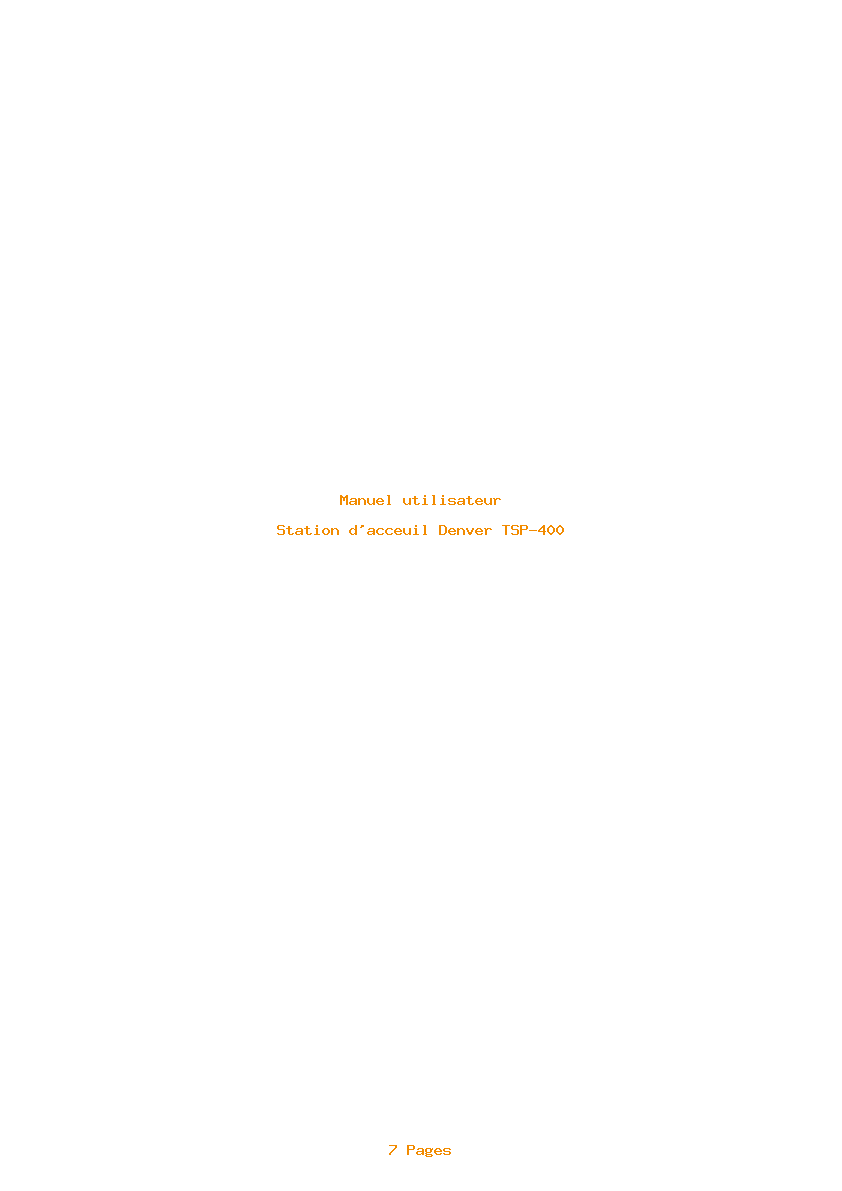 Page 1 de la notice Manuel utilisateur Denver TSP-400