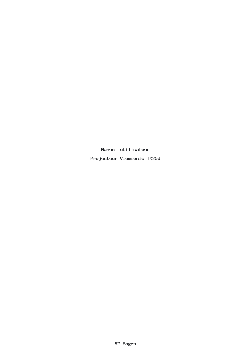 Page 1 de la notice Manuel utilisateur Viewsonic TX25W