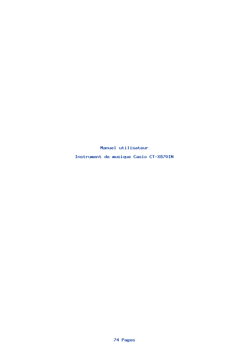 Page 1 de la notice Manuel utilisateur Casio CT-X870IN