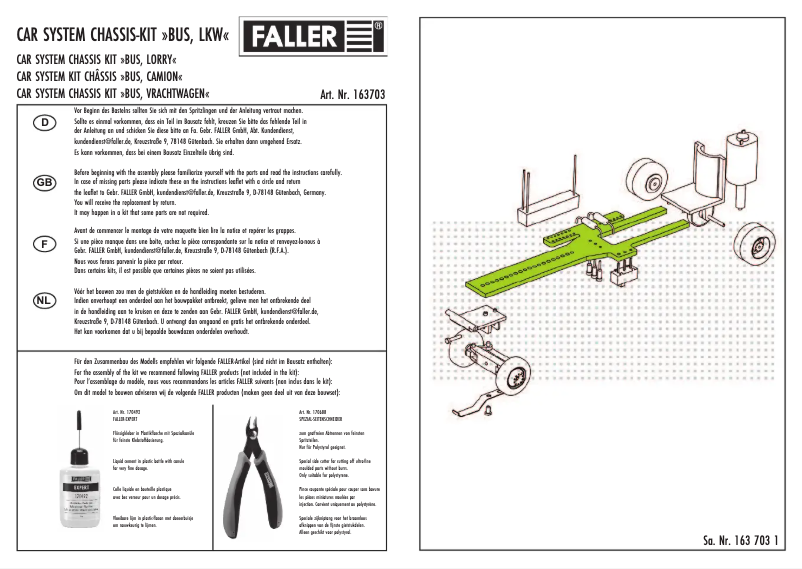 Page 1 de la notice Manuel utilisateur Faller 163703