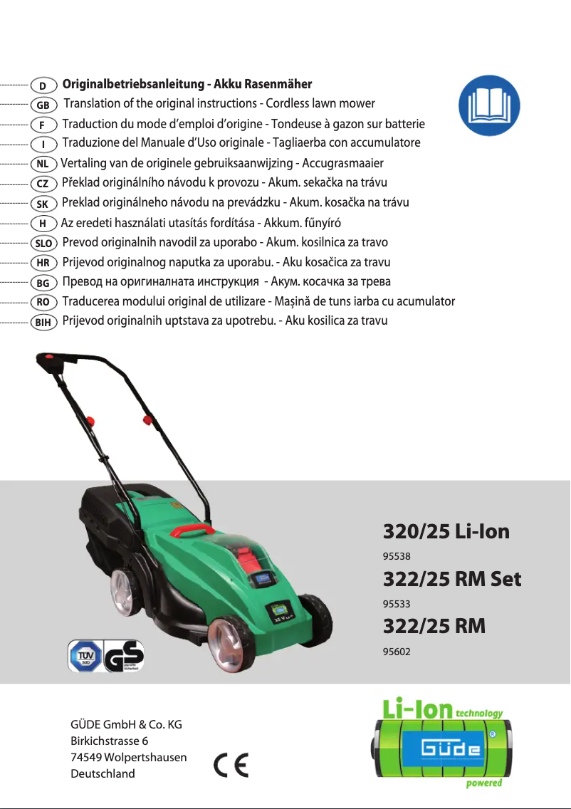 Page 1 de la notice Manuel utilisateur Güde 322/25 RM