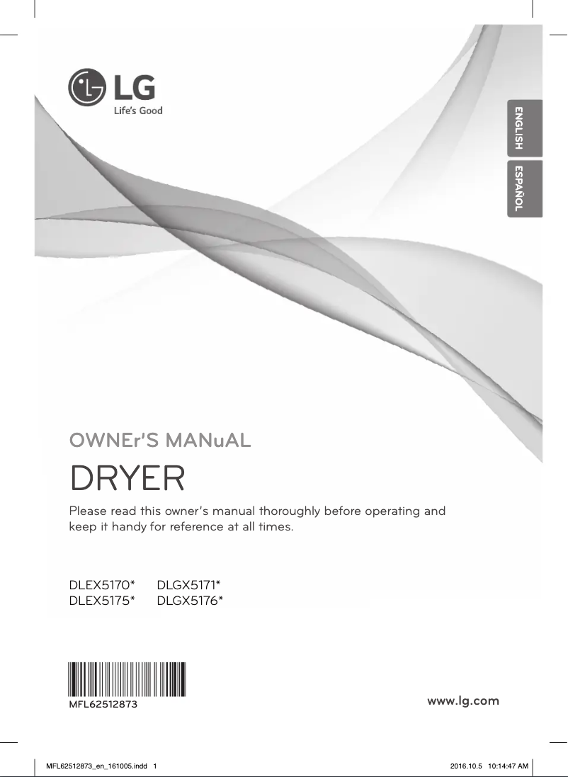 Page 1 de la notice Manuel utilisateur LG DLEX5170W