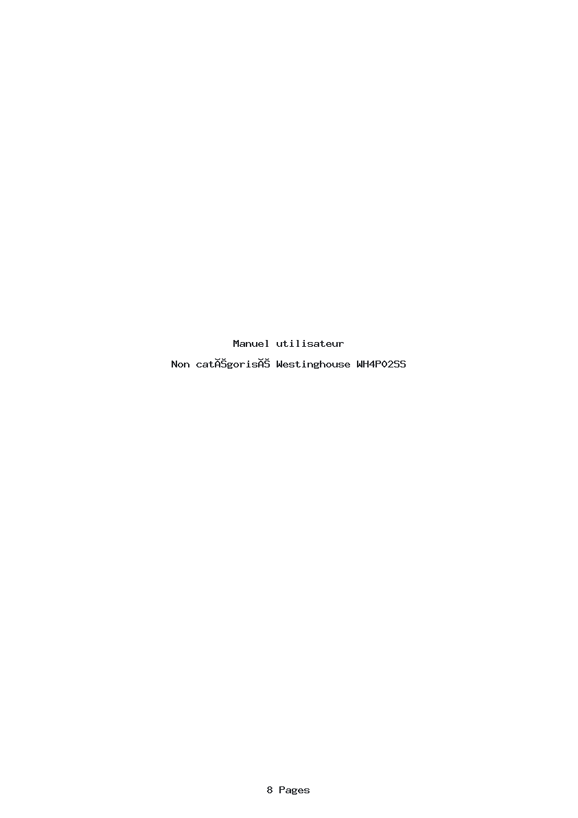 Page 1 de la notice Manuel utilisateur Westinghouse WH4P02SS