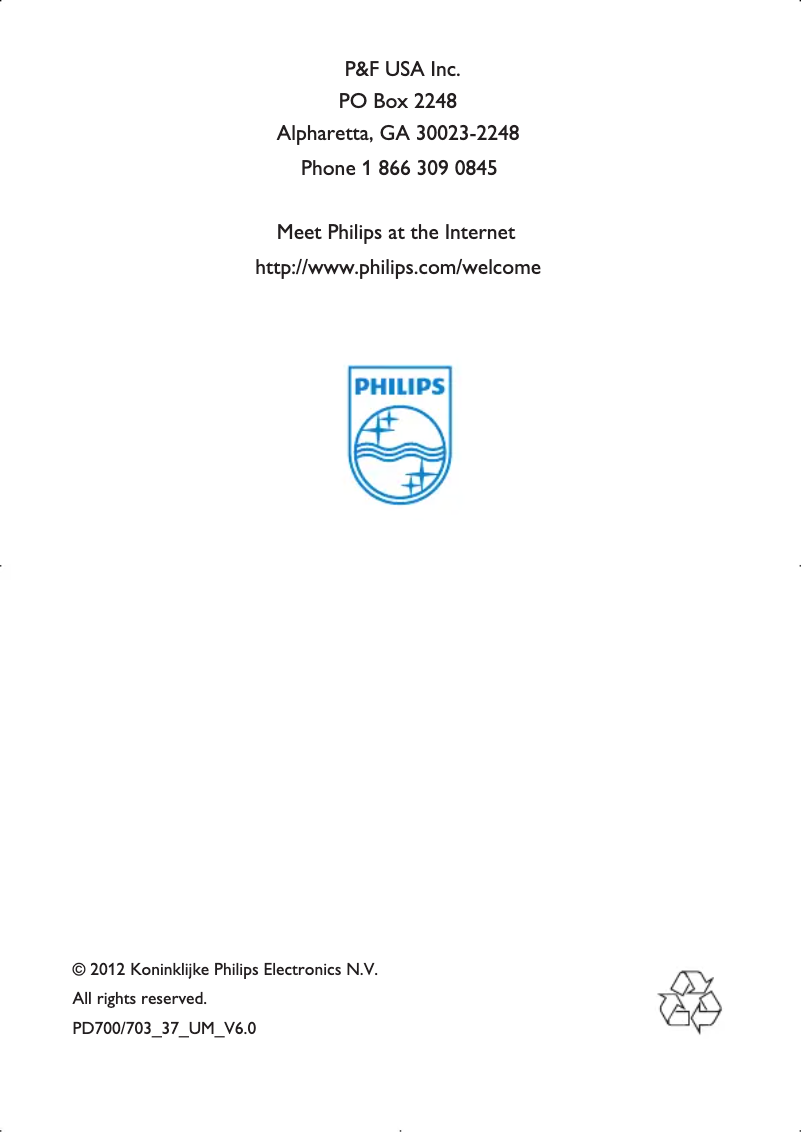 Page 1 of the manual User Manual Philips PD700