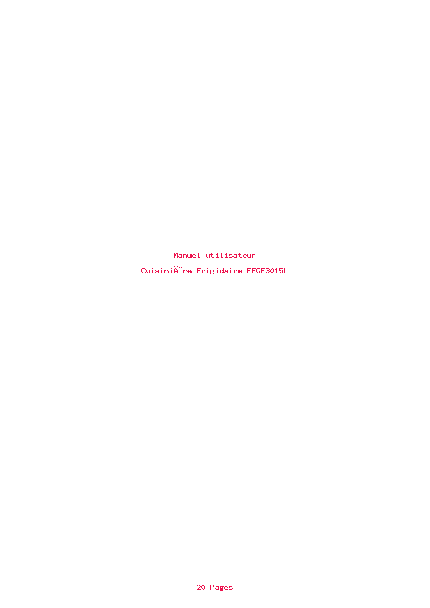 Page 1 de la notice Manuel utilisateur Frigidaire FFGF3015L