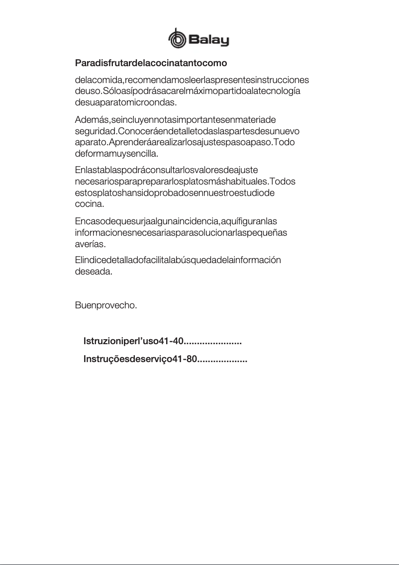 Page 1 de la notice Manuel utilisateur Balay 3WM459XI