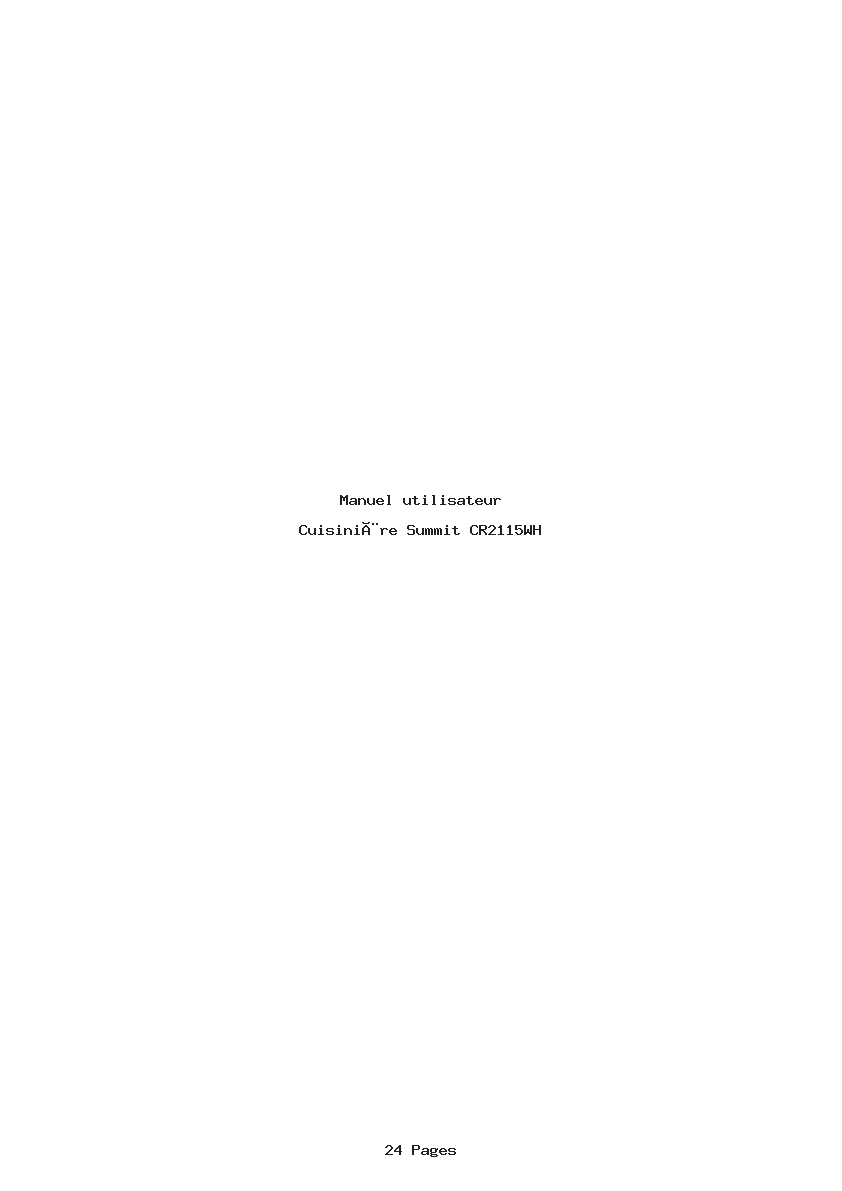 Page 1 de la notice Manuel utilisateur Summit CR2115WH