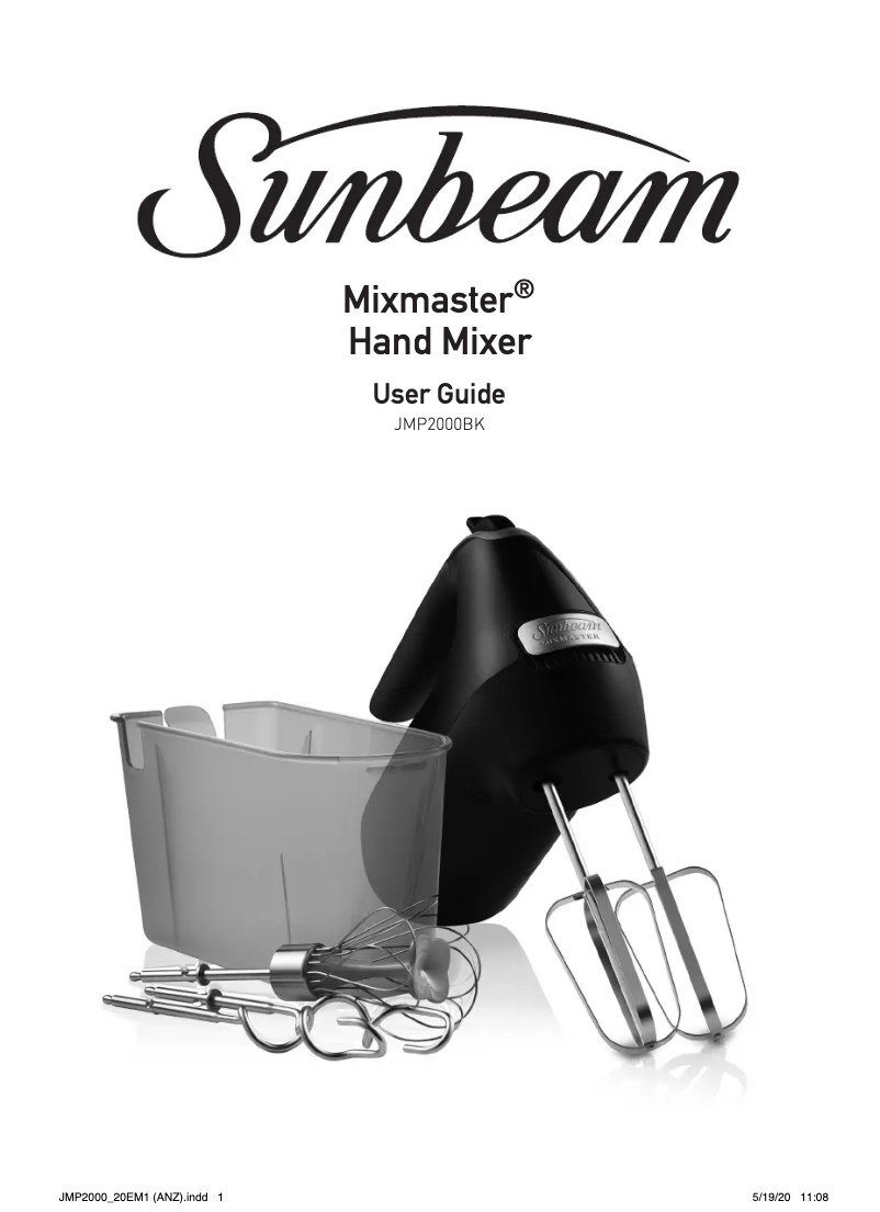Page 1 de la notice Manuel utilisateur Sunbeam Mixmaster JMP2000BK