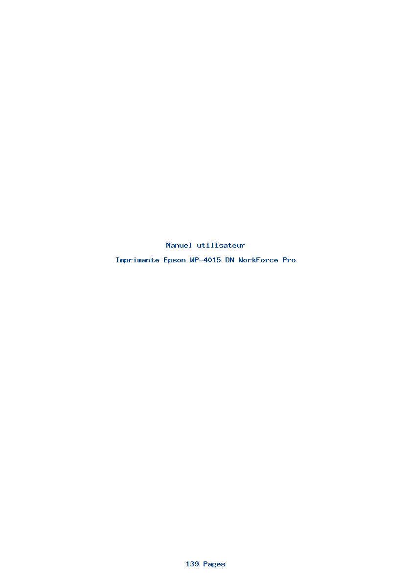 Page 1 de la notice Manuel utilisateur Epson WP-4015 DN WorkForce Pro