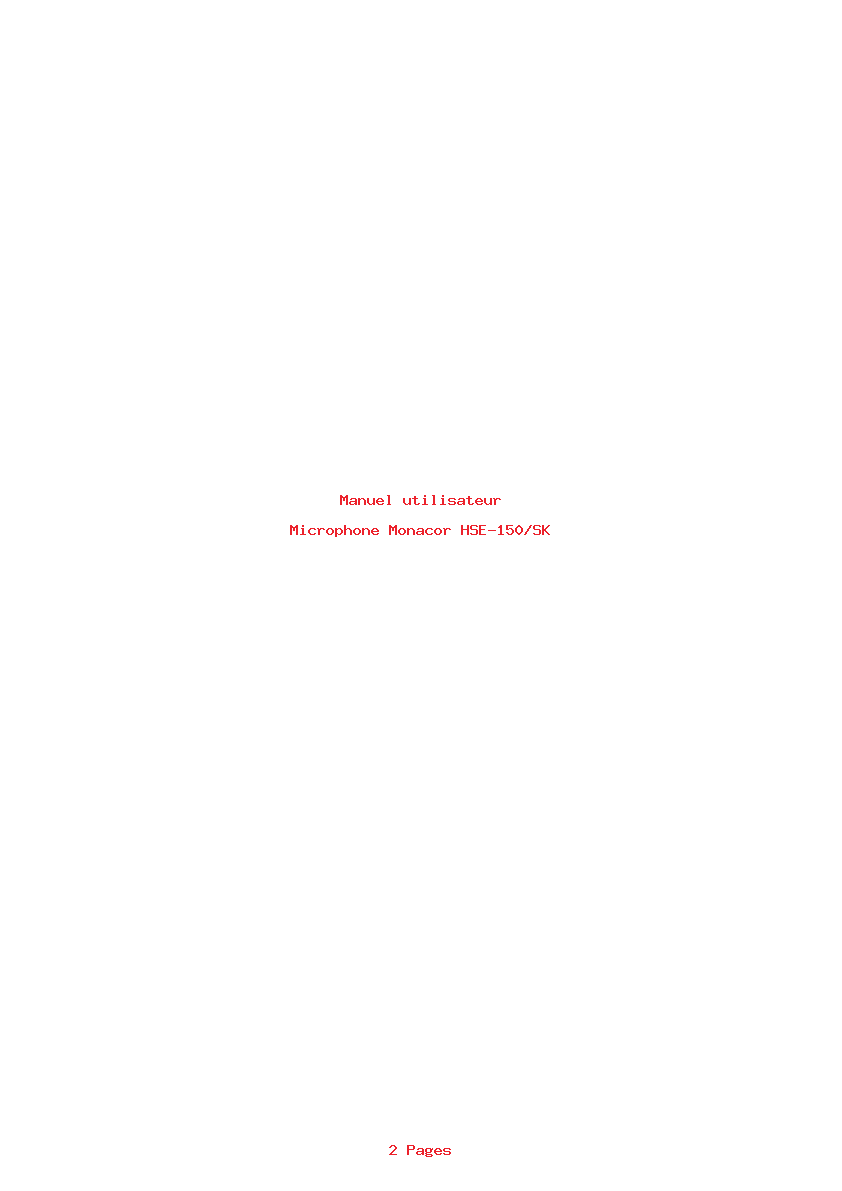 Page 1 de la notice Manuel utilisateur Monacor HSE-150/SK