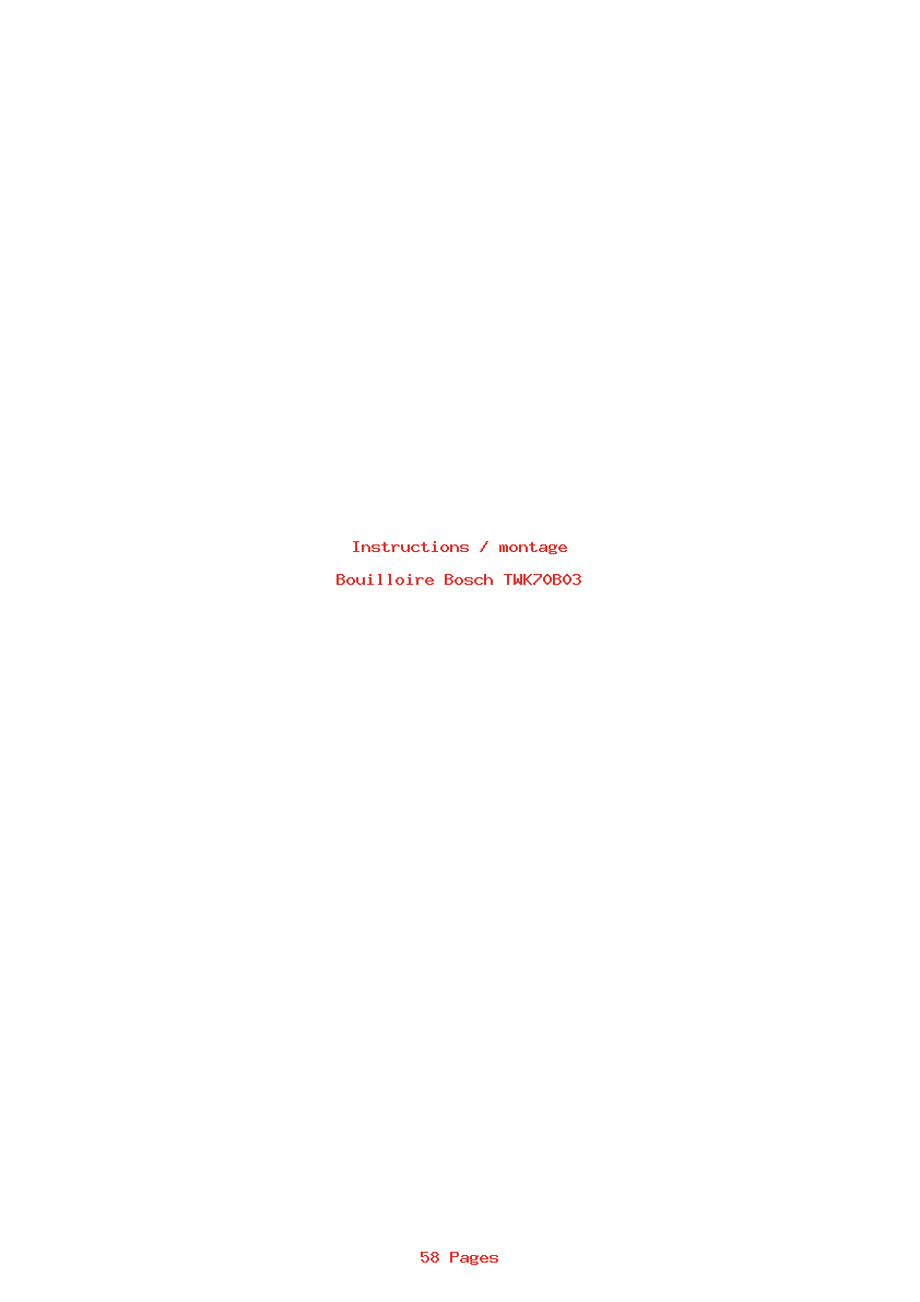 Page 1 de la notice Instructions / montage Bosch TWK70B03