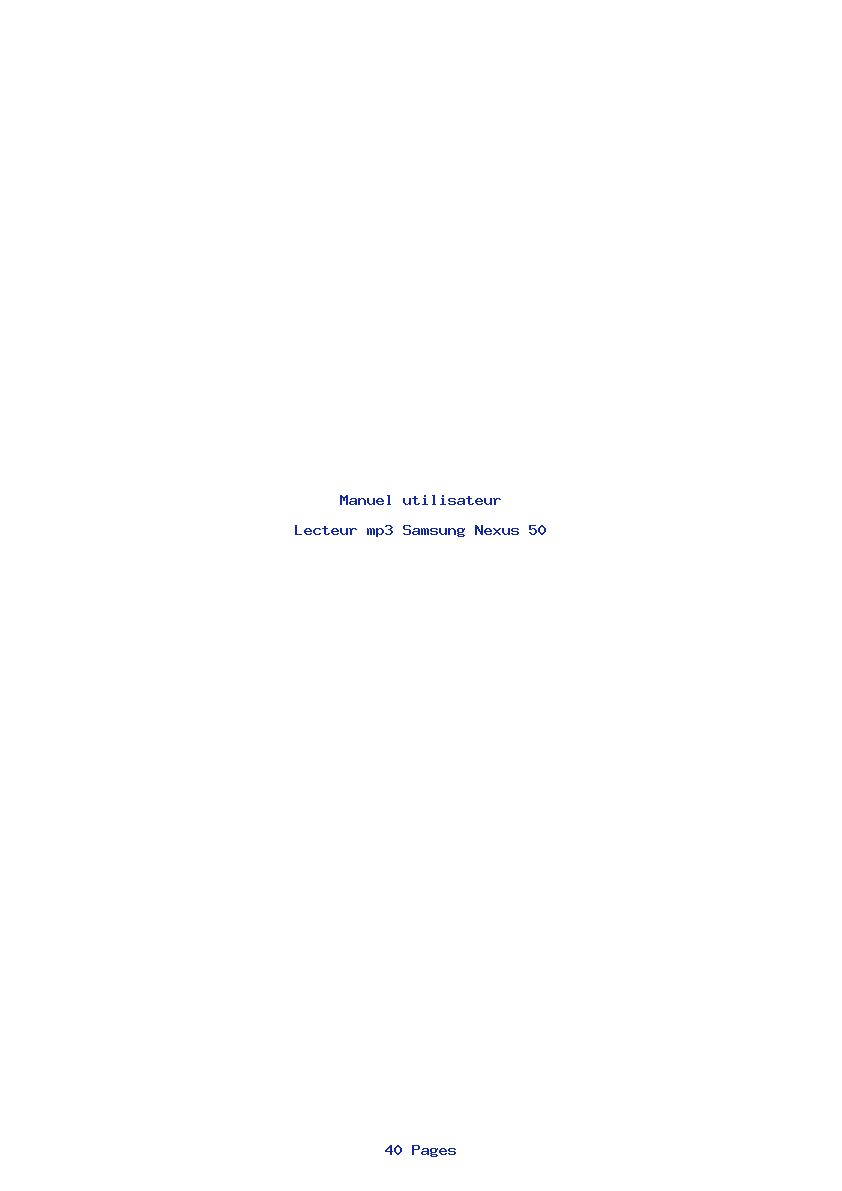 Page 1 de la notice Manuel utilisateur Samsung Nexus 50