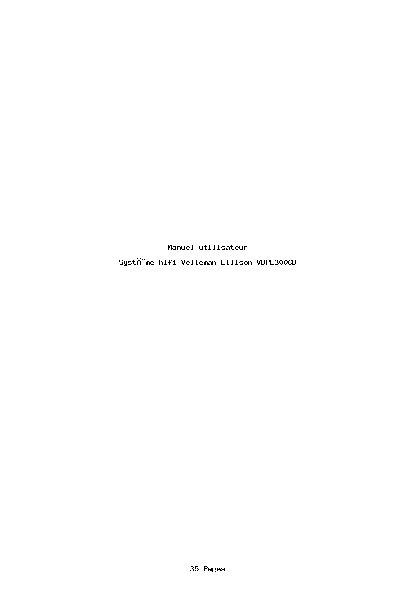 Page 1 de la notice Manuel utilisateur Velleman Ellison VDPL300CD