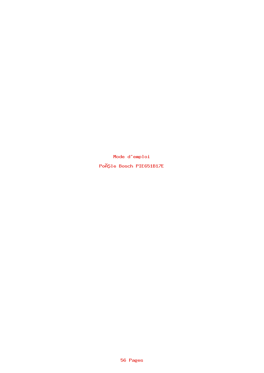 Page 1 de la notice Mode d'emploi Bosch PIE651B17E