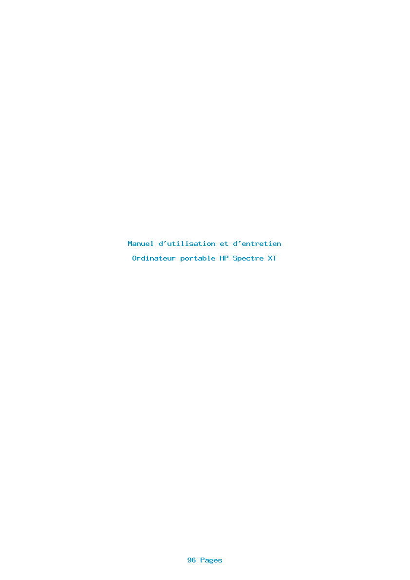 Page 1 de la notice Manuel d'utilisation et d'entretien HP Spectre XT