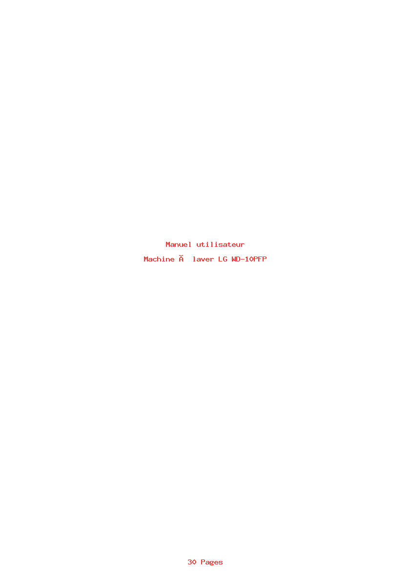 Page 1 de la notice Manuel utilisateur LG WD-10PFP